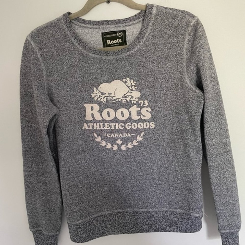Roots Salt  Pepper Grey Fleece Crewneck Sweater